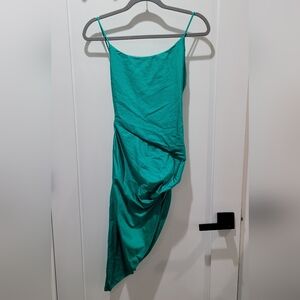 Superdown Asymmetrical Teal Dress